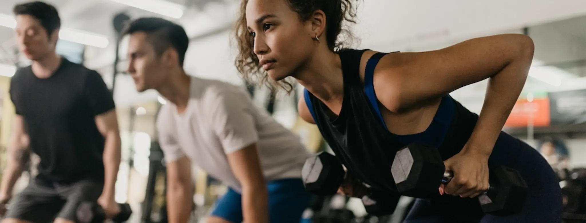 two people working out in the gym