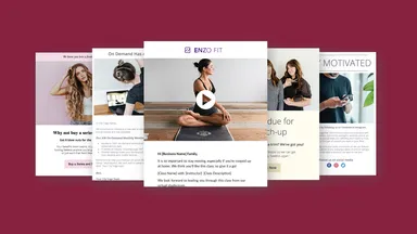 4 different graphics of different images and text in carousel. 