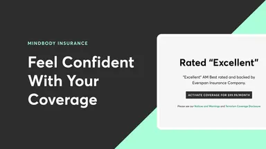 text-based graphic with UI element showing Mindbody Insurance information