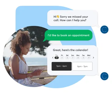 woman sitting on a bench using an AI chatbot