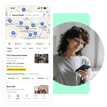 A collage showing ClassPass for dance studios