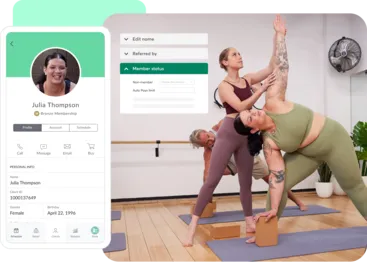 A collage showing Mindbody client tools