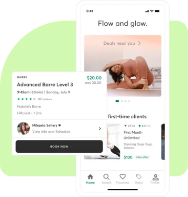 Screenshots from the Mindbody Marketplace