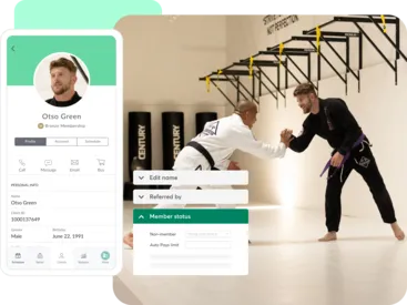 A collage showing Mindbody client tools